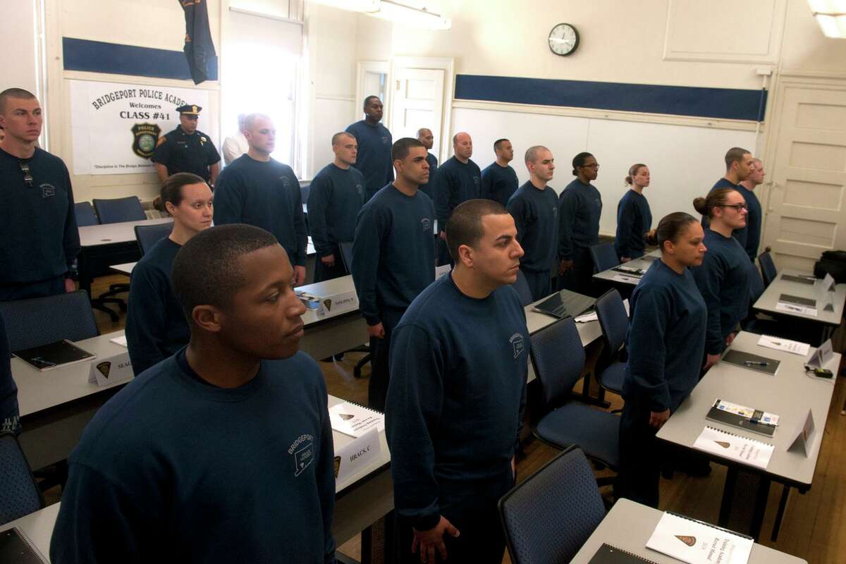 26 new recruits were sworn in as the 41st class of the Bridgeport Police Training Academy, in Bridgeport, Conn. April 29, 2019.