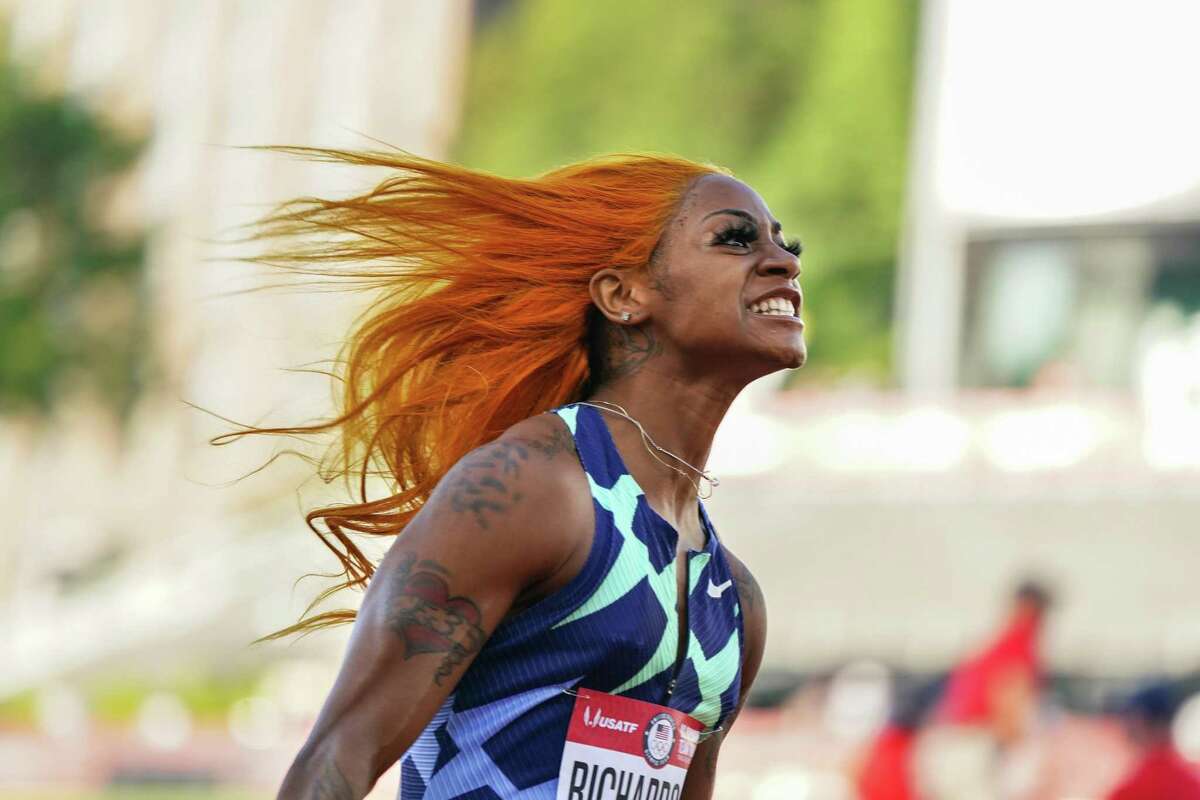FILE -- Sha’Carri Richardson at the U.S. Olympic trials in Eugene, Ore., on June 18, 2021. American sprinter Sha’Carri Richardson, who was set for a star turn at the Tokyo Olympics this month, could miss the Games after testing positive for marijuana. (Chang W. Lee/The New York Times)