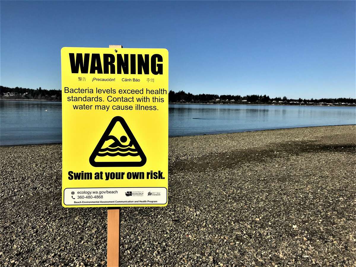 Closed beach due to bacteria.