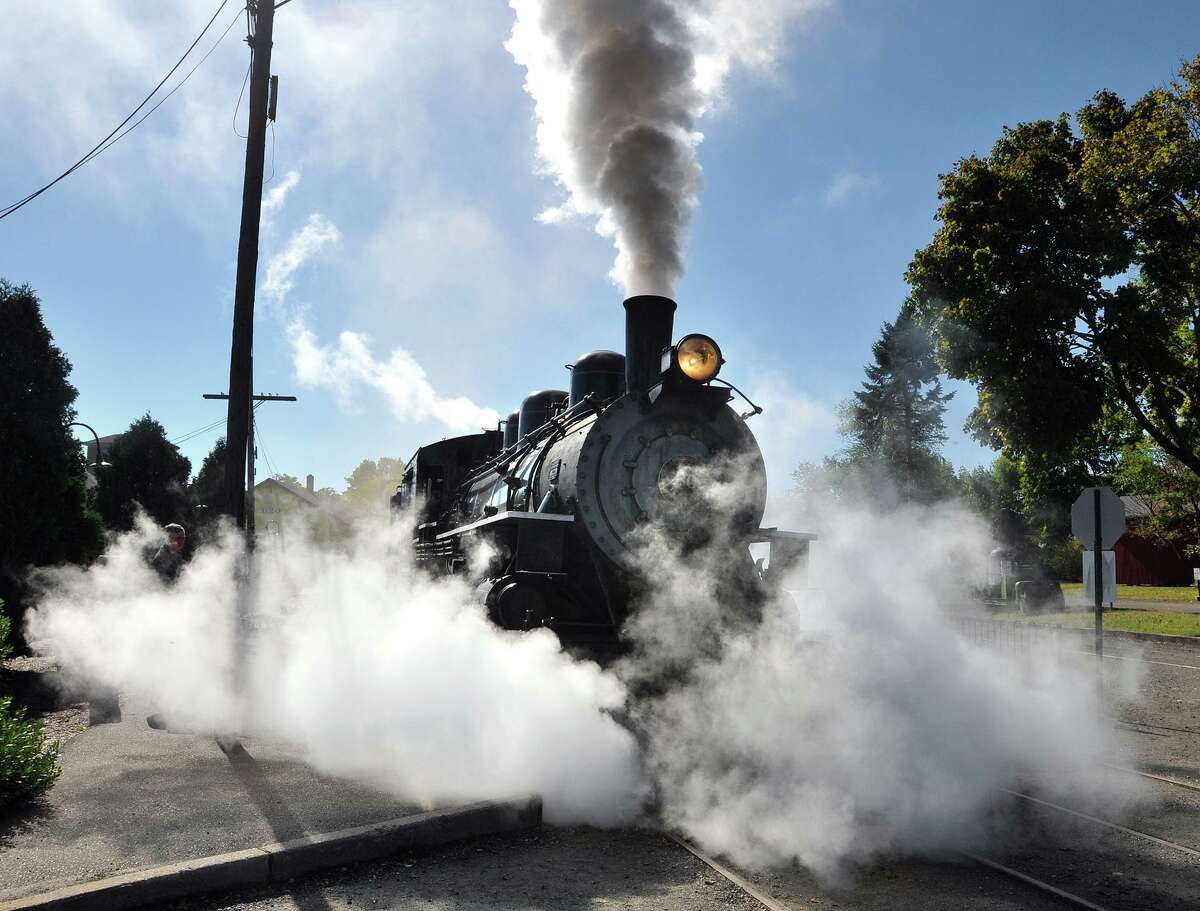 The Essex Steam Train leaves the station.