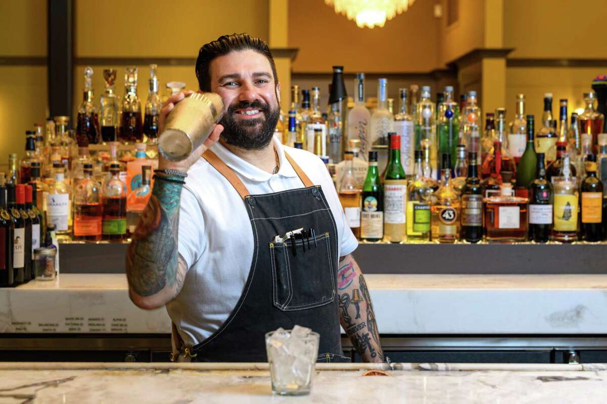 Bar czar Dimitrios Zahariadis offers his signature Cocktail Chemist canned drinks in house or for takeout.
