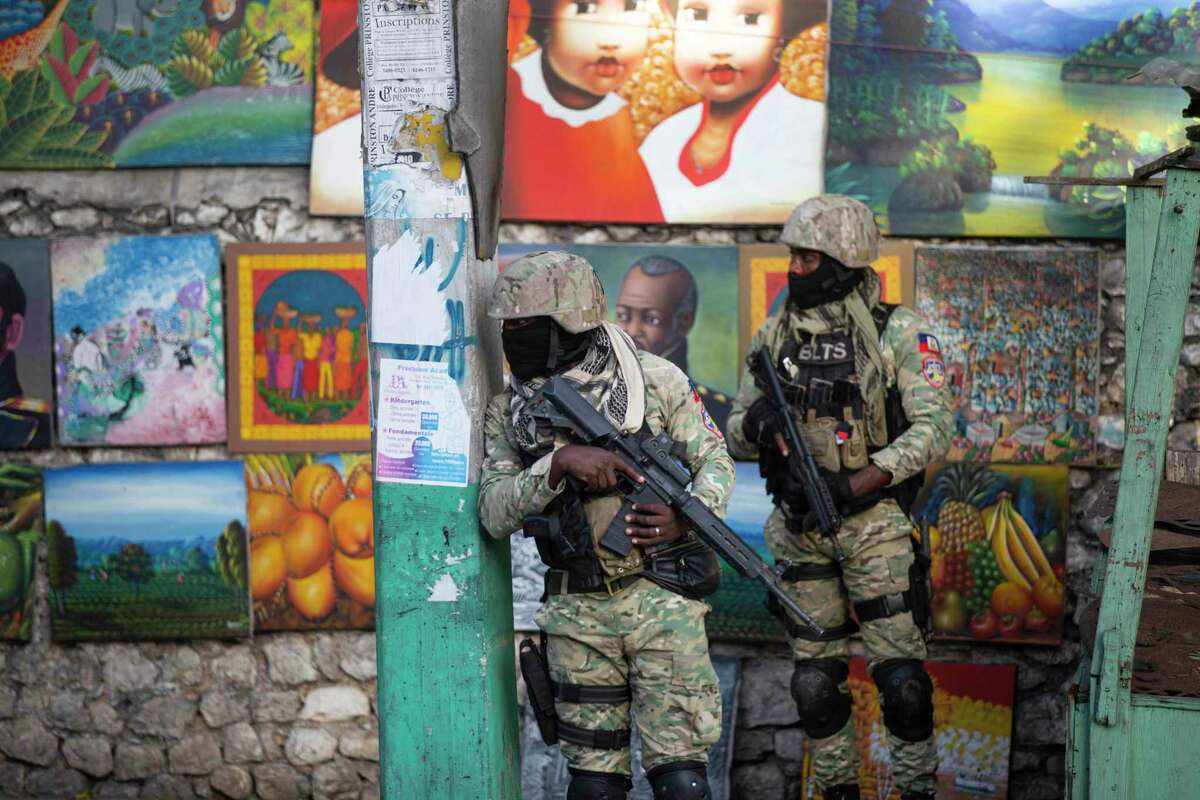 Soldiers patrol in Petion Ville, the neighborhood where the late Haitian President Jovenel Moise lived in Port-au-Prince, Haiti, Wednesday, July 7, 2021. Moïse was assassinated in an attack on his private residence early Wednesday, and First Lady Martine Moïse was shot in the overnight attack and hospitalized, according to a statement from the country’s interim prime minister.