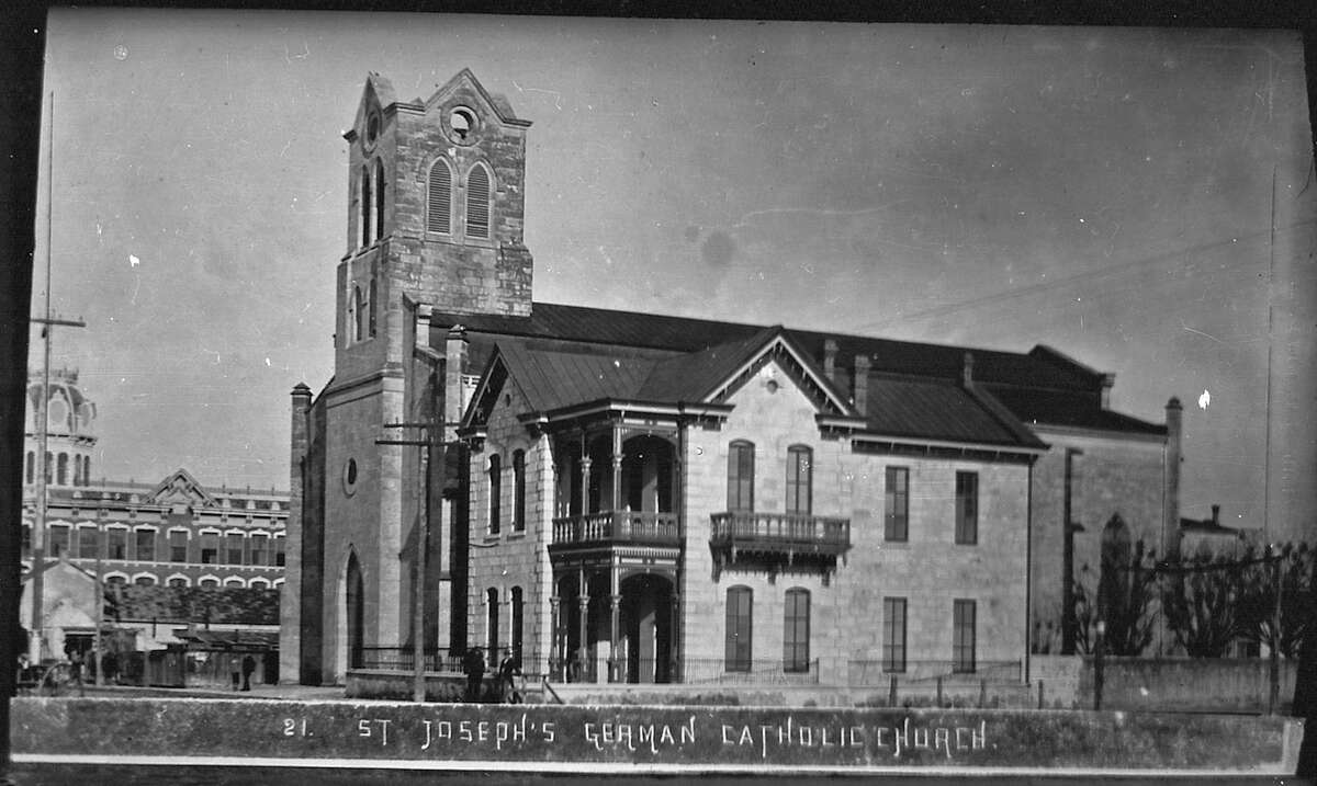 St. Joseph Catholic Church, as seen in a photo believed to be between 1885 and 1898. The church dates back to 1868. It later got the nickname “St. Joske’s” for the former department store that built around it.