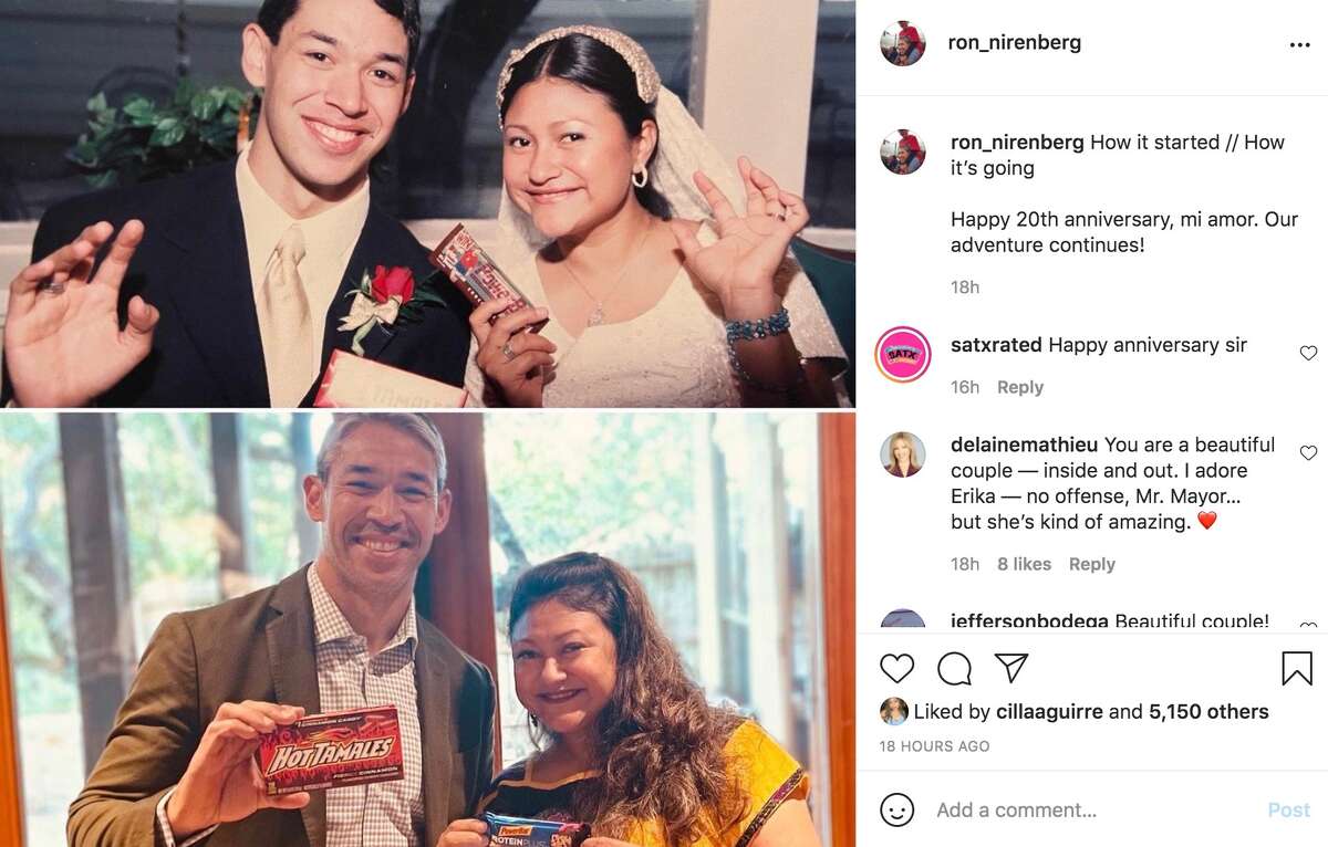 Mayor Ron Nirenberg, Erika Prosper recreate a wedding photo for their