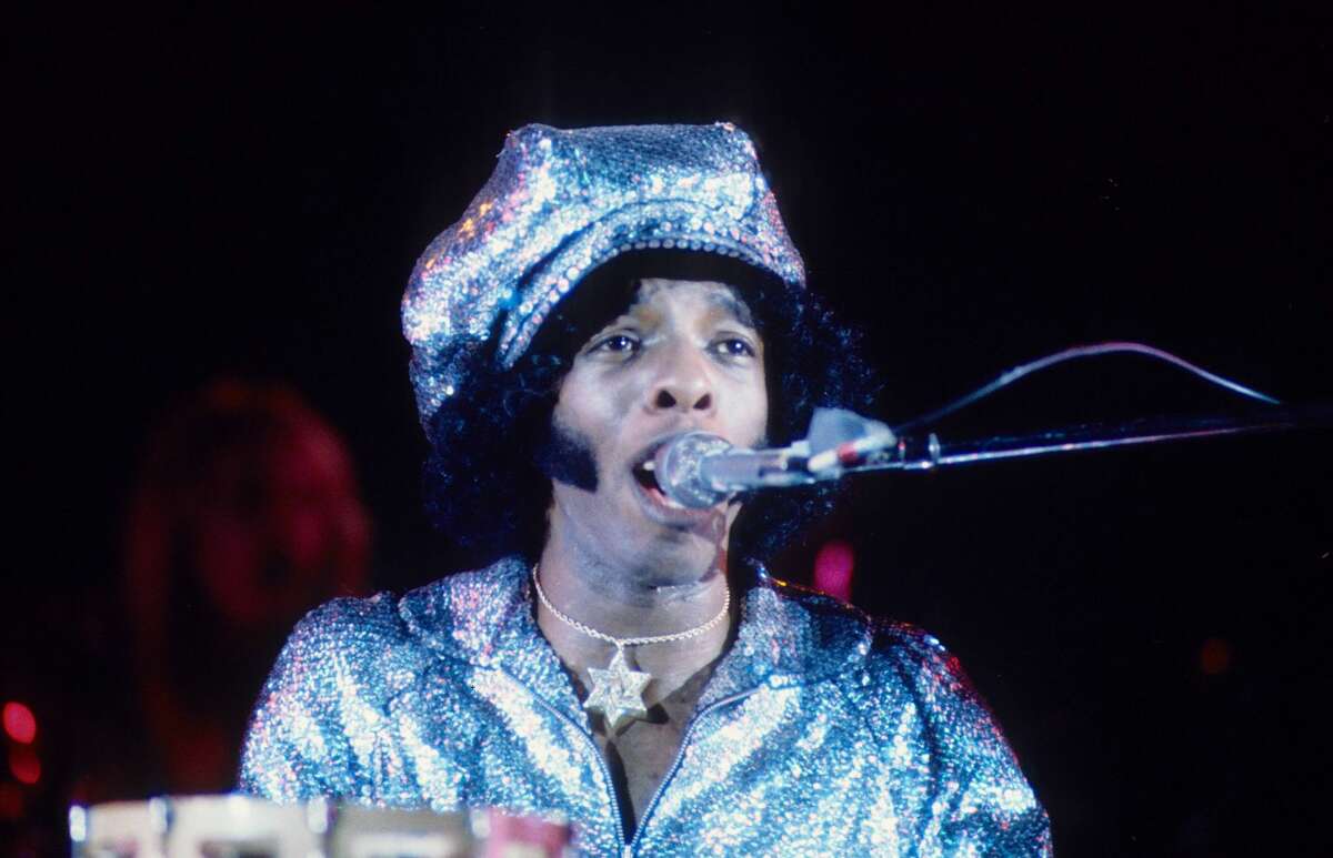 Sly Stone of Sly and the Family Stone performed on stage in July 1974 in Los Angeles.