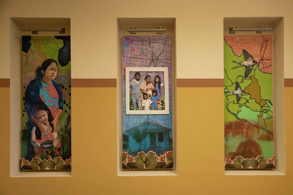 San Antonio artist Ruth Leonela Buentello's City Hall installation "Entre Fronteras Memory Migration Maps" was inspired in part by her family's immigration stories.