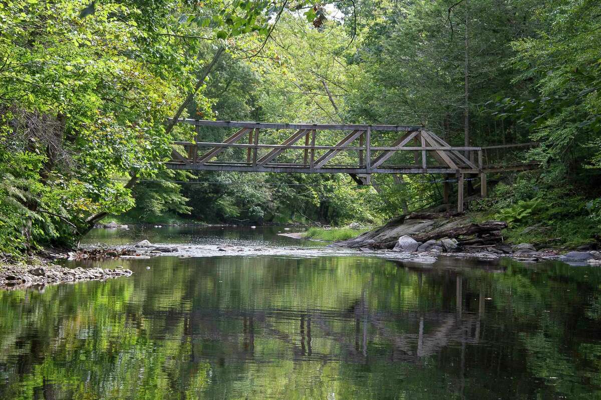 After 30 years of use, Volunteers Bridge that connects the Roxbury Land Trust's Orzech and River Road Preserves has now been closed for safety purposes.