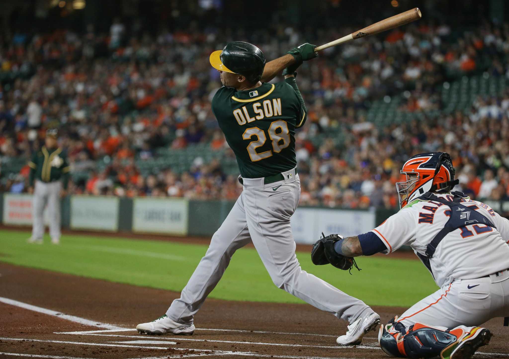 Oakland A's Matt Olson sports new mustache, hits 2 homers