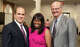 FILE - Former Laredo College President Ricardo Solis Ph.D. Carolyn Schmies and Kenneth Schmies at Laredo College's Falcon Executive Conference Room during a reception for President Solis.
