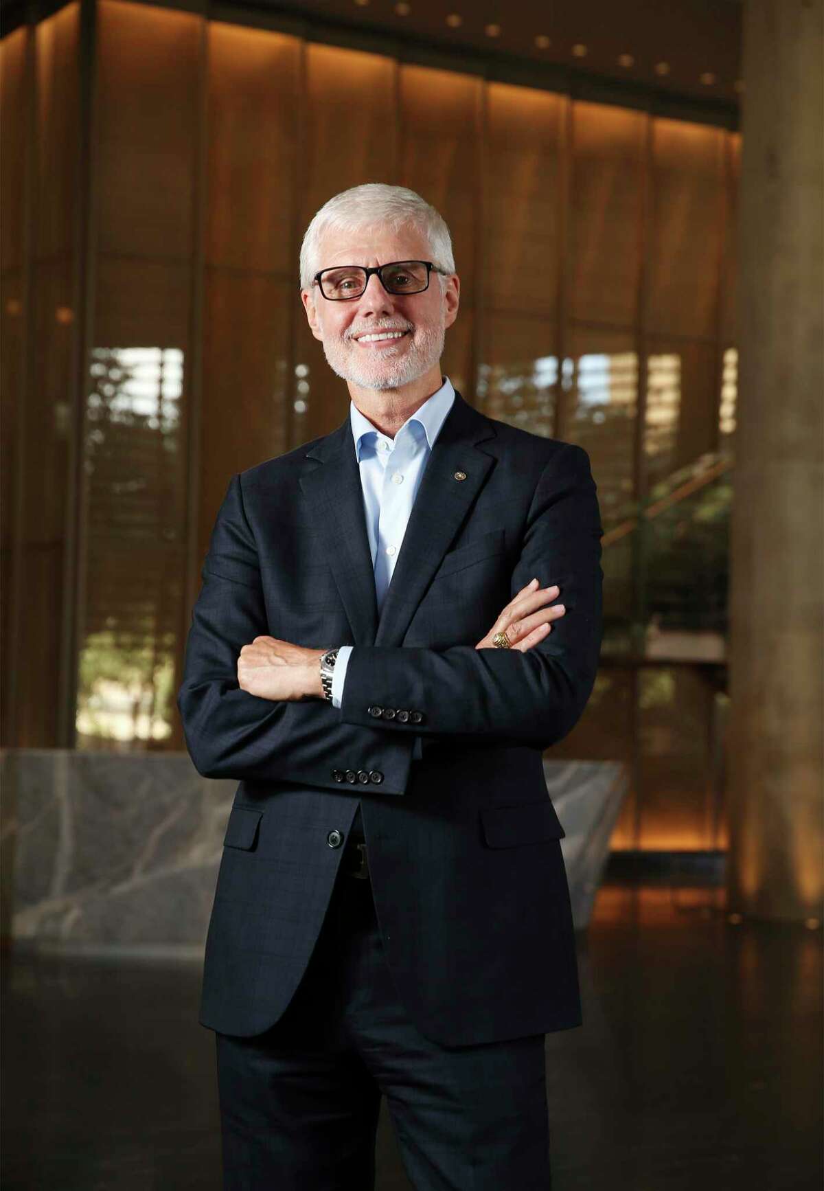 Portrait of Chairman and CEO of Cullen/Frost Bankers, Inc. Phil Green in the lobby of the new Frost Tower for Texas Power Brokers profile on Thursday, July 11, 2019. Green has lead Frost Bank since 2016. He has been with Cullen/Frost since 1980. (Kin Man Hui/San Antonio Express-News)