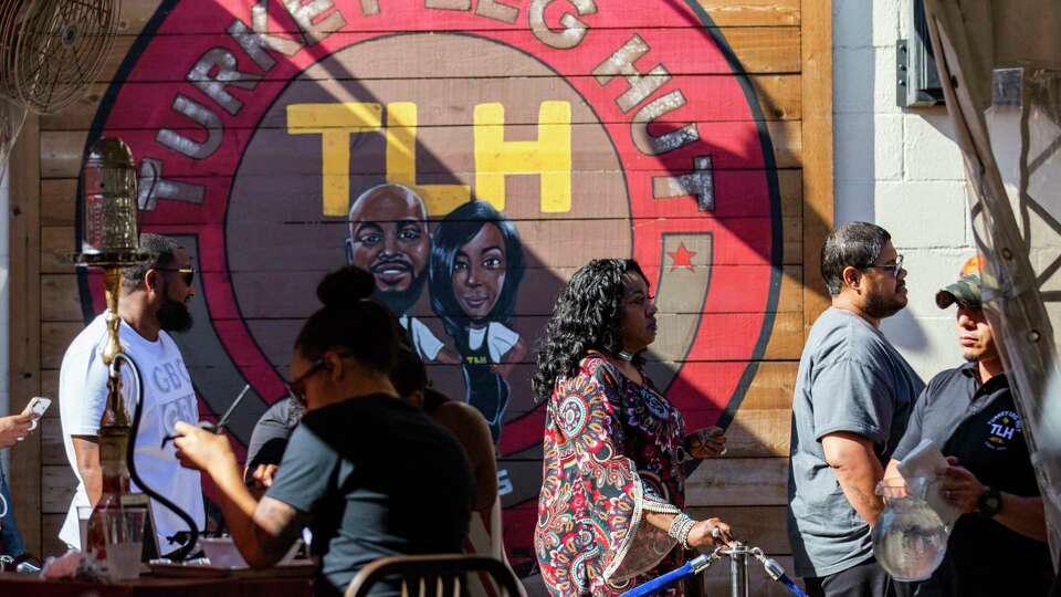 Customers waiting in line for a table at Turkey Leg Hut, a restaurant located in the Third Ward on Friday, Dec. 6, 2019, in Houston.