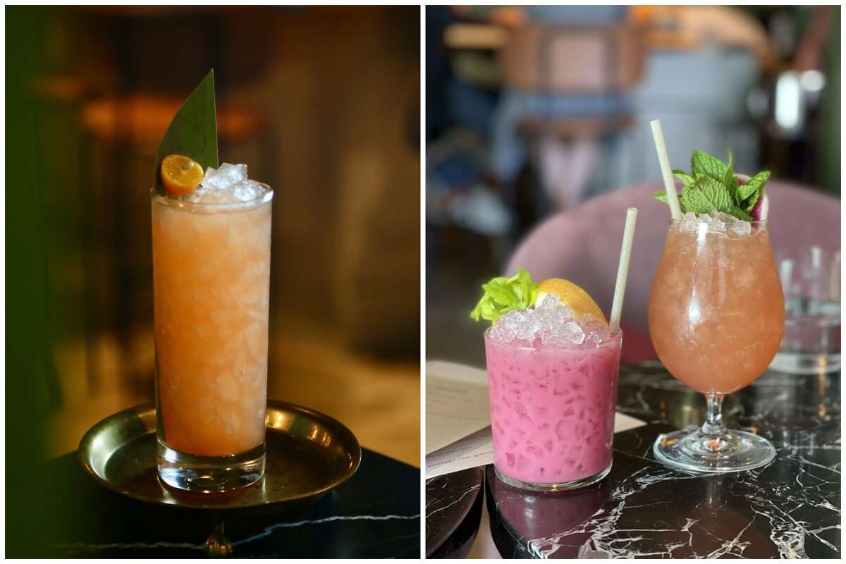Some of the drinks featured at BarZola in Palo Alto, including the smoke and mirrors (left).  