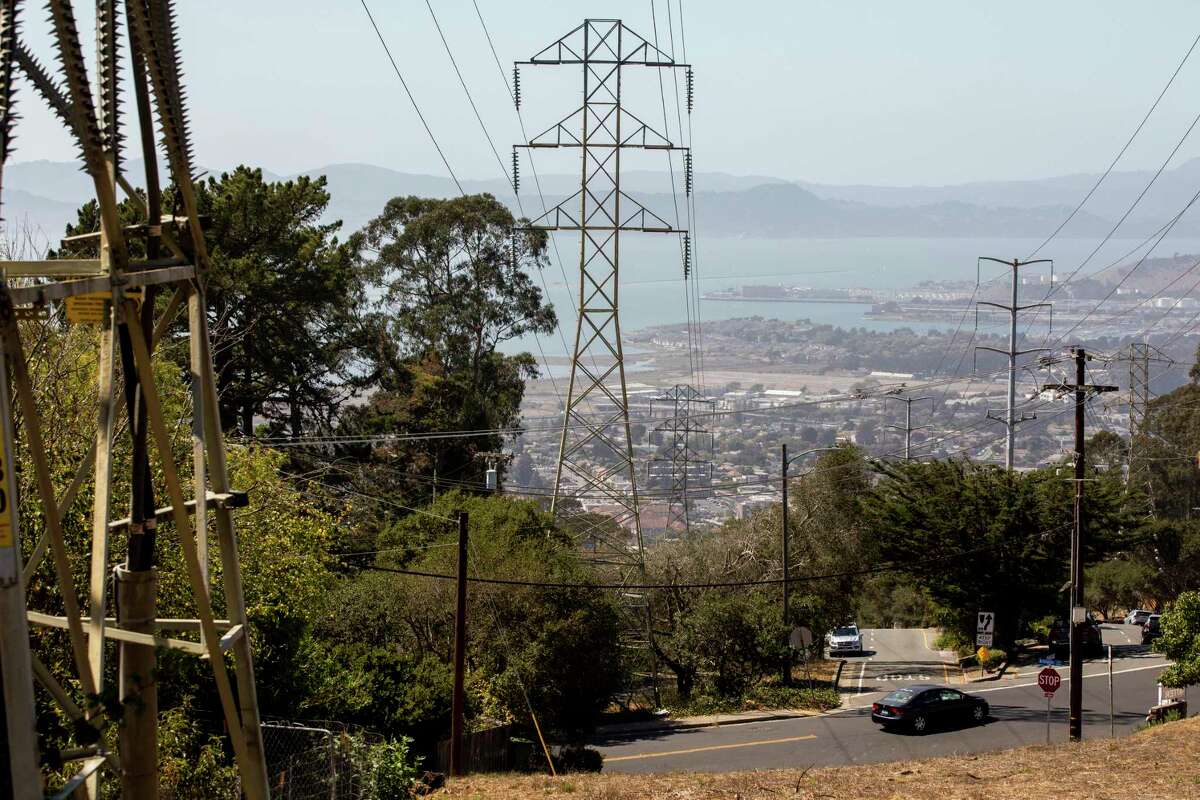 This file photograph shows high voltage power lines seen from Terrace Drive in El Cerrito on Friday, Sept. 25, 2020.