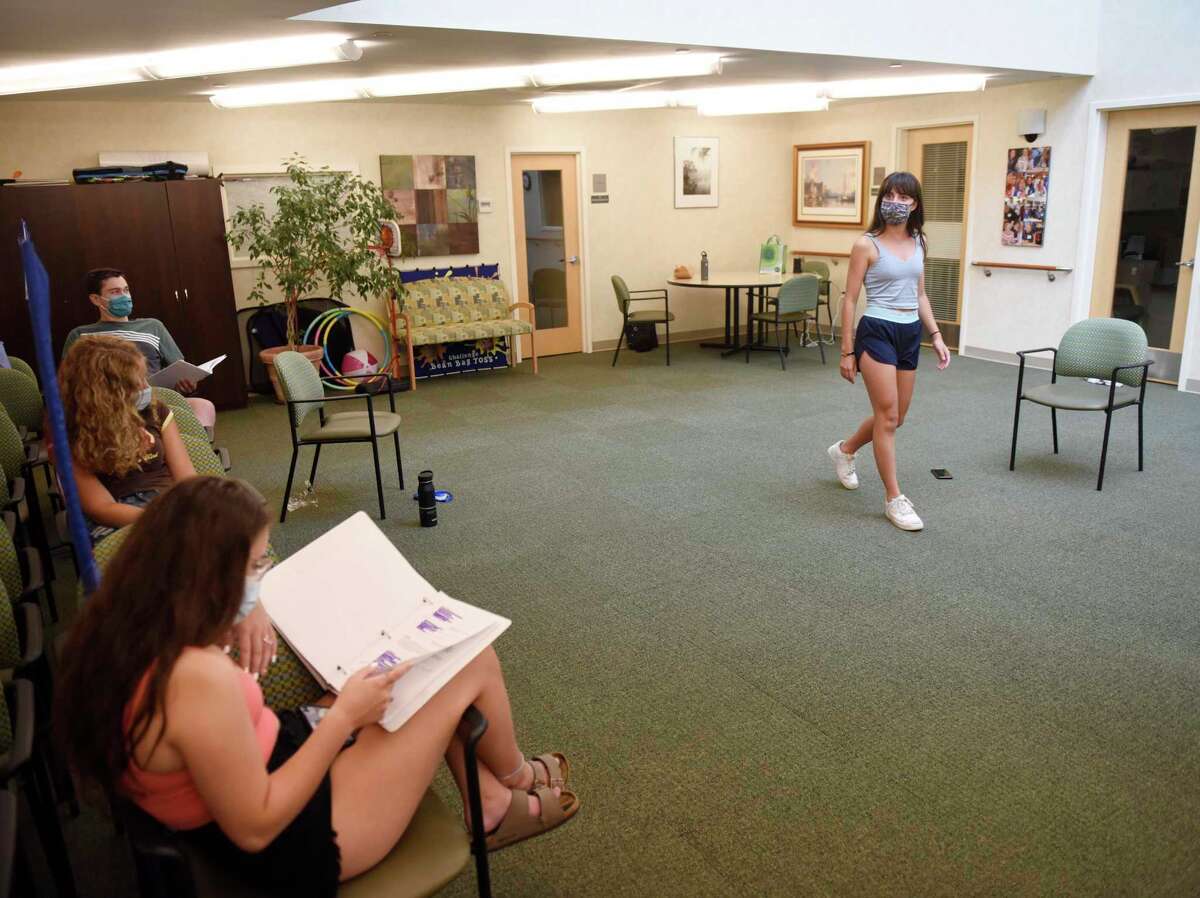 Alexis Killeen rehearses a song from "The Last Five Years" at River House in the Cos Cob section of Greenwich, Conn. Sunday, July 11, 2021. Unlike many of the arts organizations in town, Greenwich Arts Alliance never closed during the COVID-19 pandemic. The nonprofit, which uses therapeutic arts programs to educate students and seniors, began rehearsal in person again during the first week in June and plans to host two upcoming shows in mid-and-late July.
