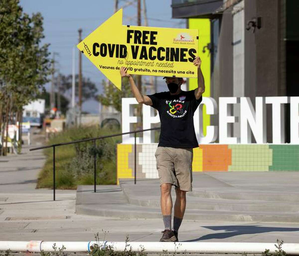 Coronavirus vaccinations being promoted in East Palo Alto last week.