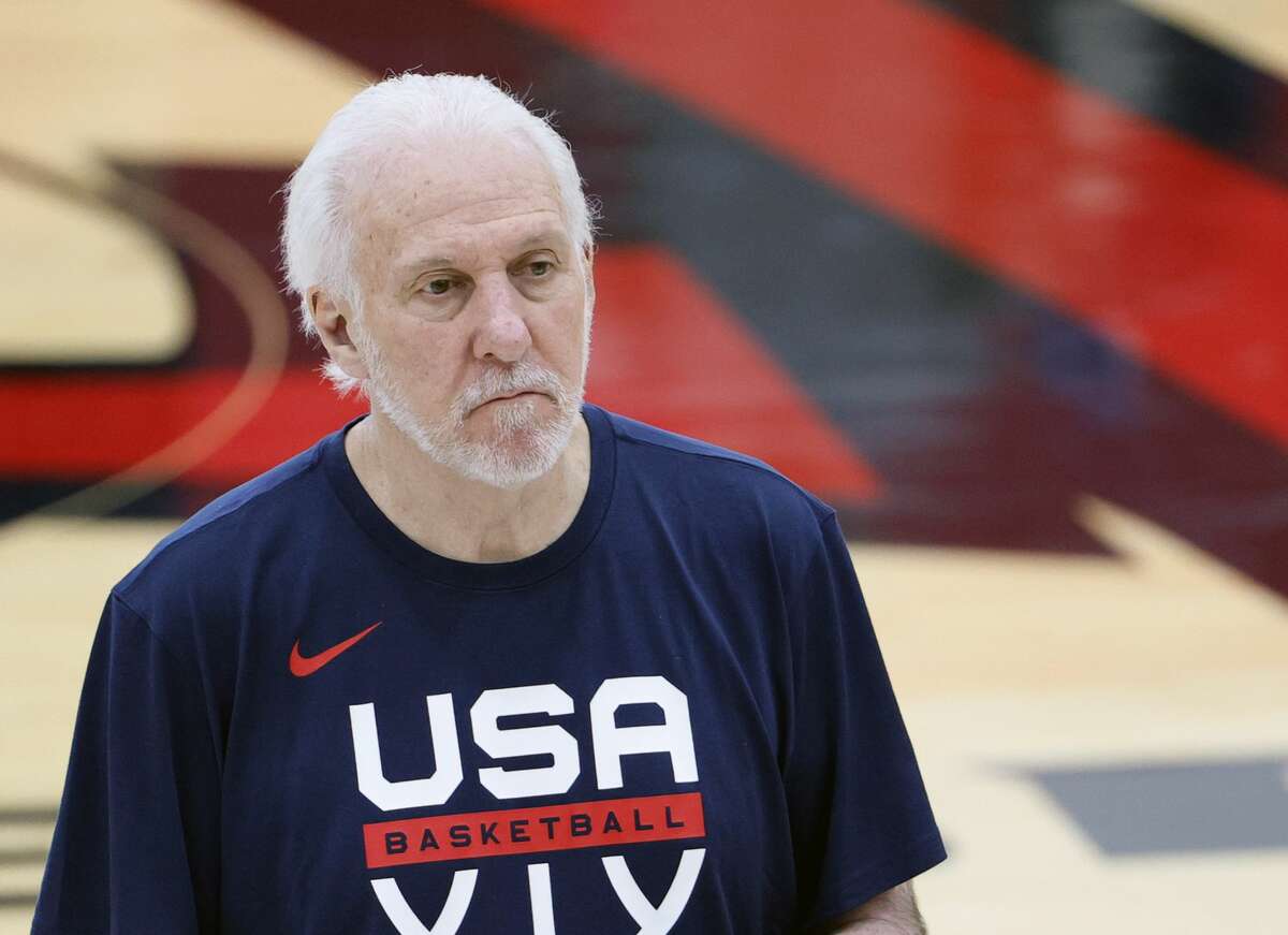 LAS VEGAS, NEVADA - JULY 07: Head coach Gregg Popovich of the 2021 USA Basketball Men's National Team attends a practice at the Mendenhall Center at UNLV as the team gets ready for the Tokyo Olympics on July 7, 2021 in Las Vegas, Nevada. (Photo by Ethan Miller/Getty Images)