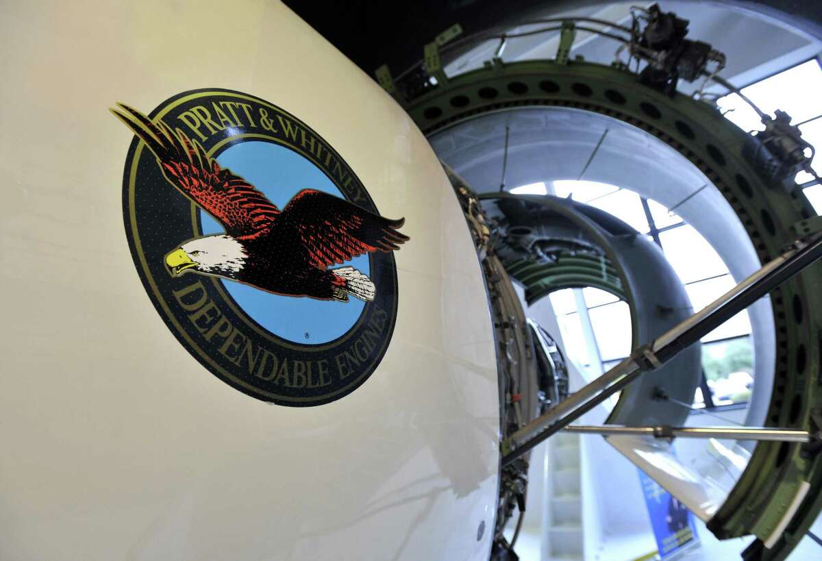 A Pratt & Whitney engine is seen during a media day tour at company headquarters in East Hartford.