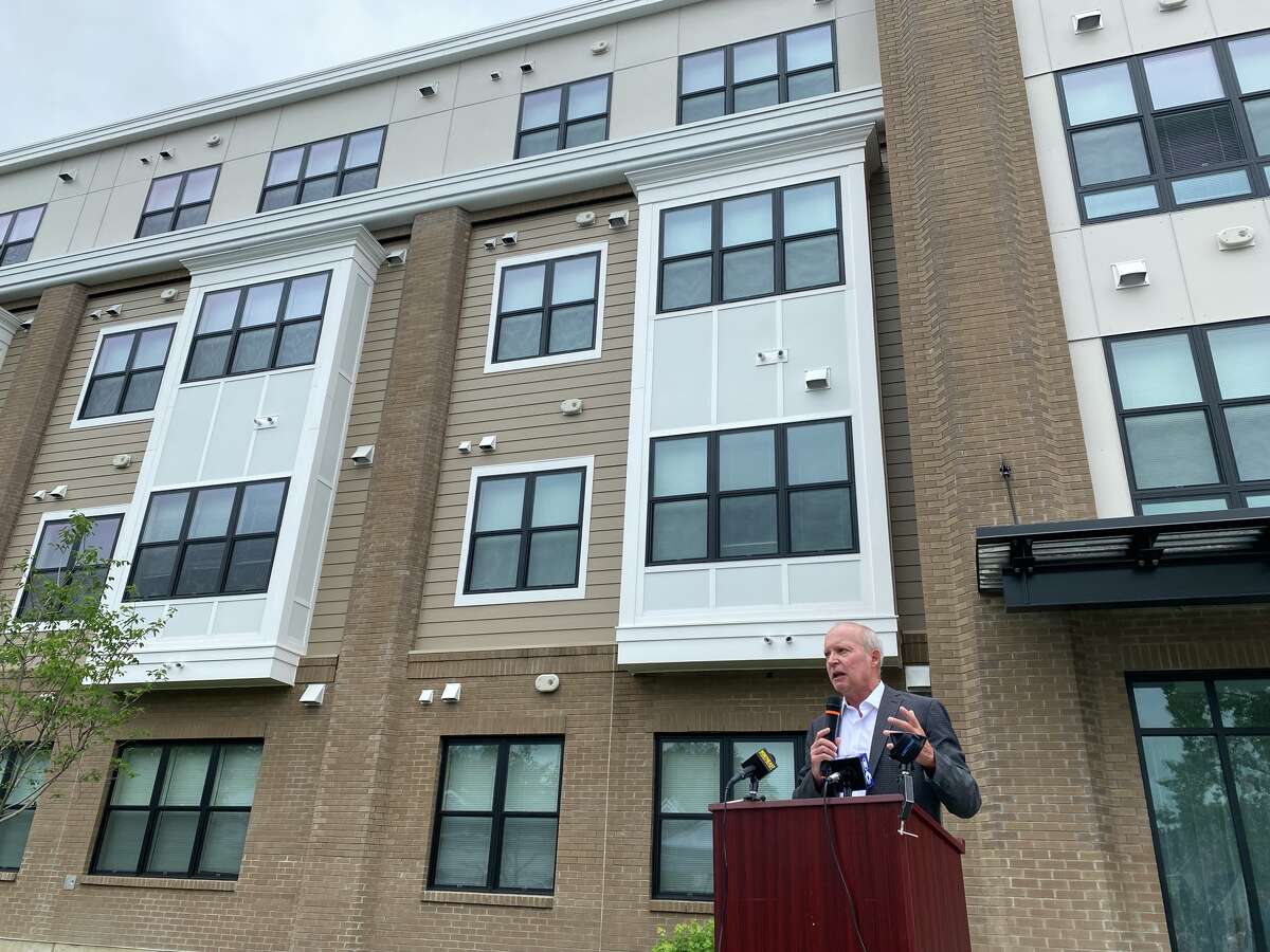 The Saratoga Springs Housing Authority and local elected officials celebrated the completion of Promenade, a 63-unit affordable housing project off Federal Street, on July 13, 2021. 