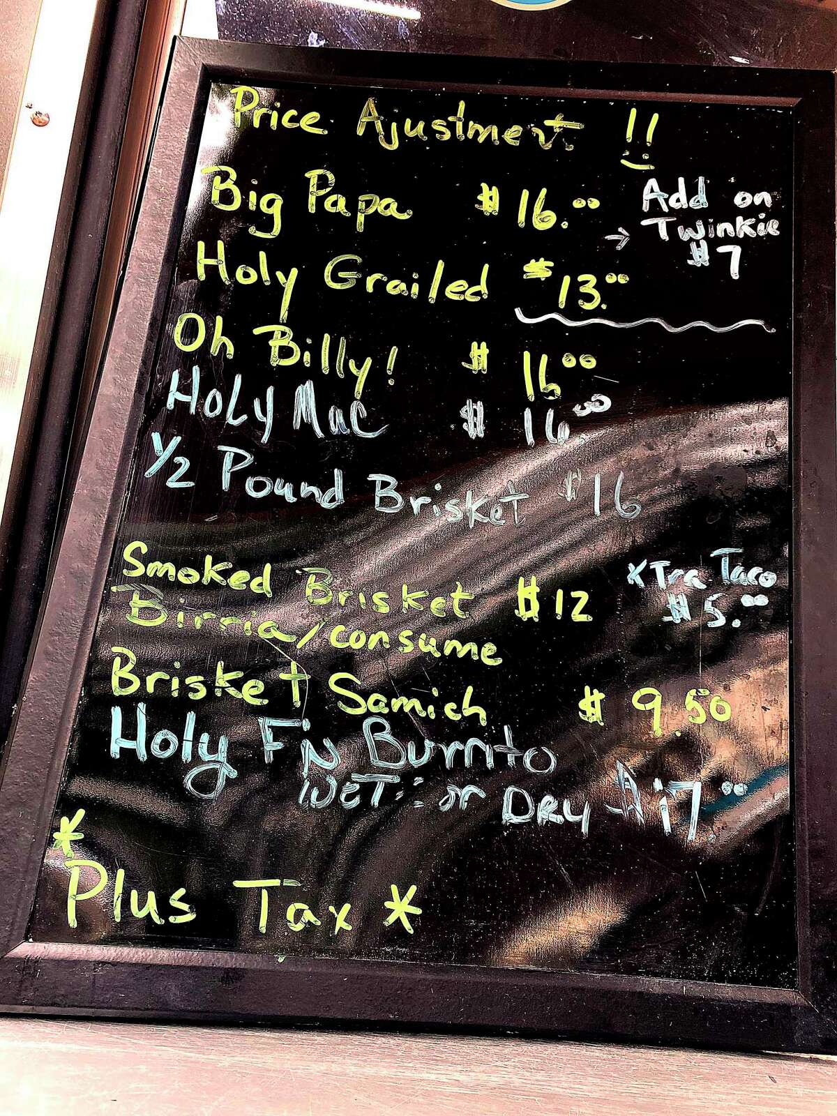 At El Camino food truck park on the San Antonio River Walk, Holy Smoke Barbecue & Taquitos is