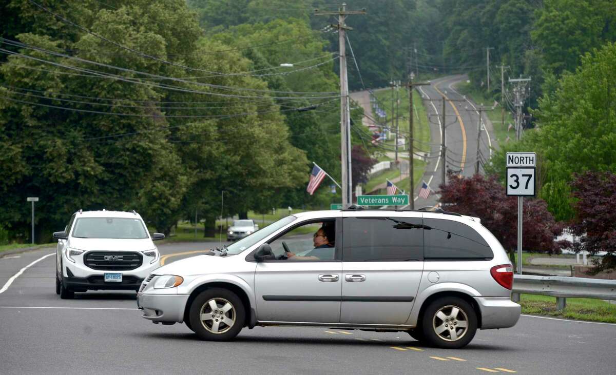 The intersection of Route 37 and Route 39 in New Fairfield, Conn., the morning of July 13, 2021.