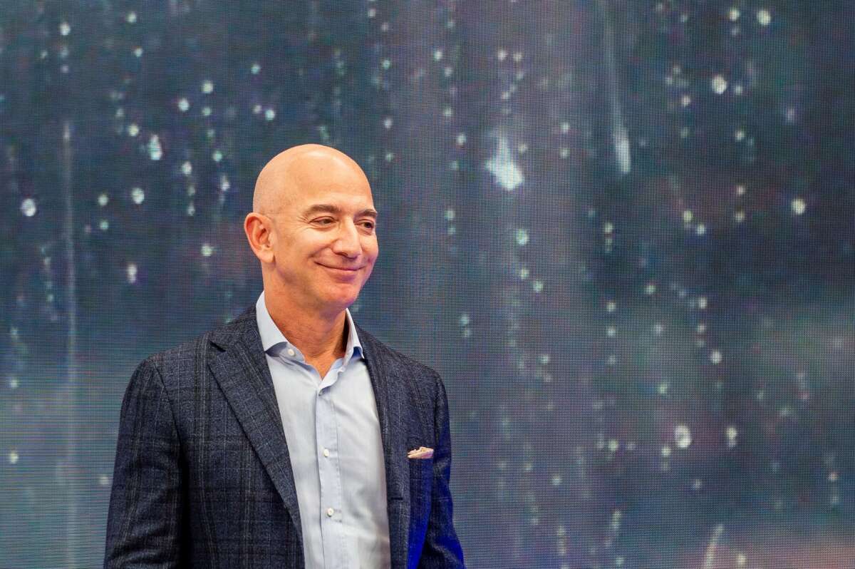 25 September 2019, US: Jeff Bezos, head of Amazon, can be seen on the fringes of the company's novelties event. Photo: Andrej Sokolow/dpa (Photo by Andrej Sokolow/picture alliance via Getty Images)