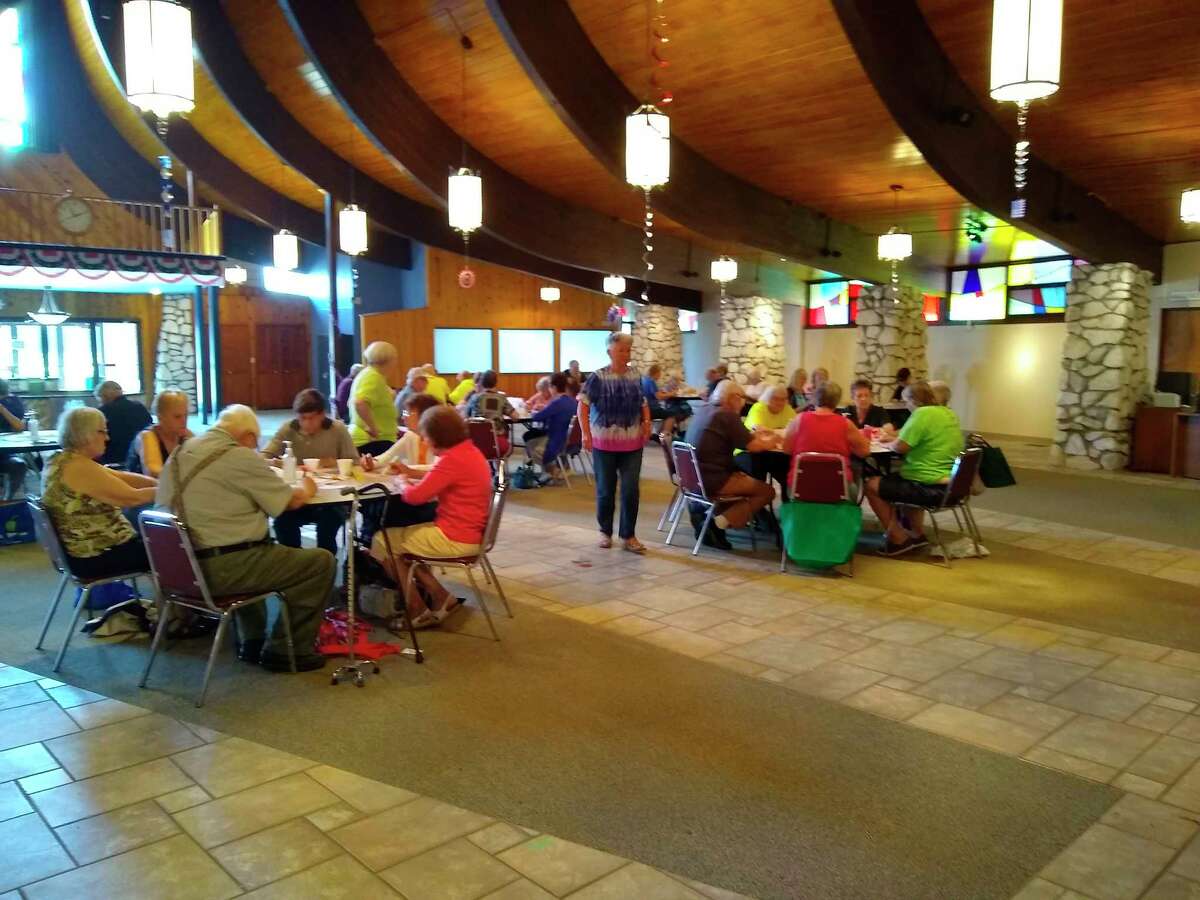 The Manistee County Council on Aging has started produce bingo once again. It will be held on the first Wednesday of each month, at 11 a.m. This week there were bushels of fresh produce that were used as prizes for the approximately 80 seniors who attended. (Courtesy Photo)