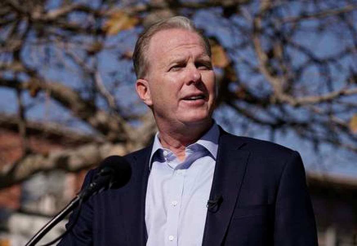 Republican gubernatorial candidate Kevin Faulconer, the former mayor of San Diego, speaks during a news conference on Feb. 2, 2021 in the San Pedro section of Los Angeles.