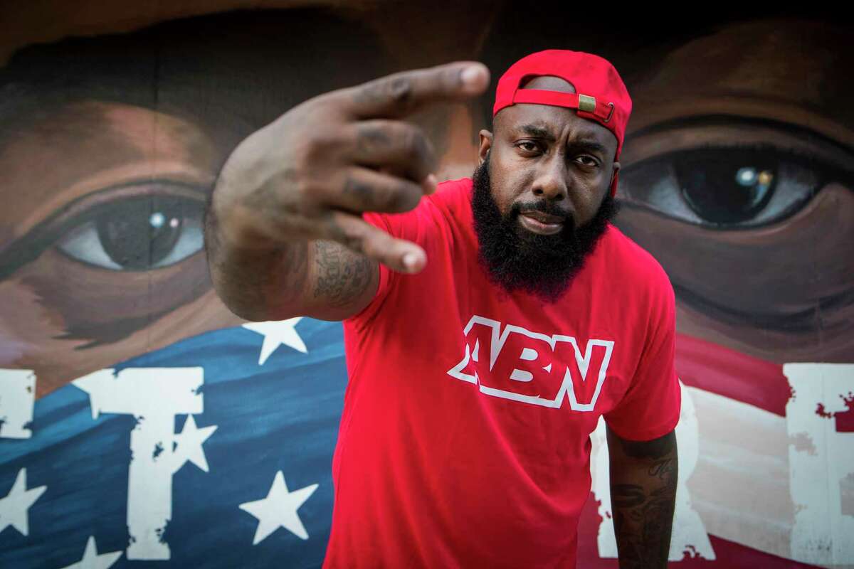 Rap artist and community activist Trae Tha Truth poses for a portrait.