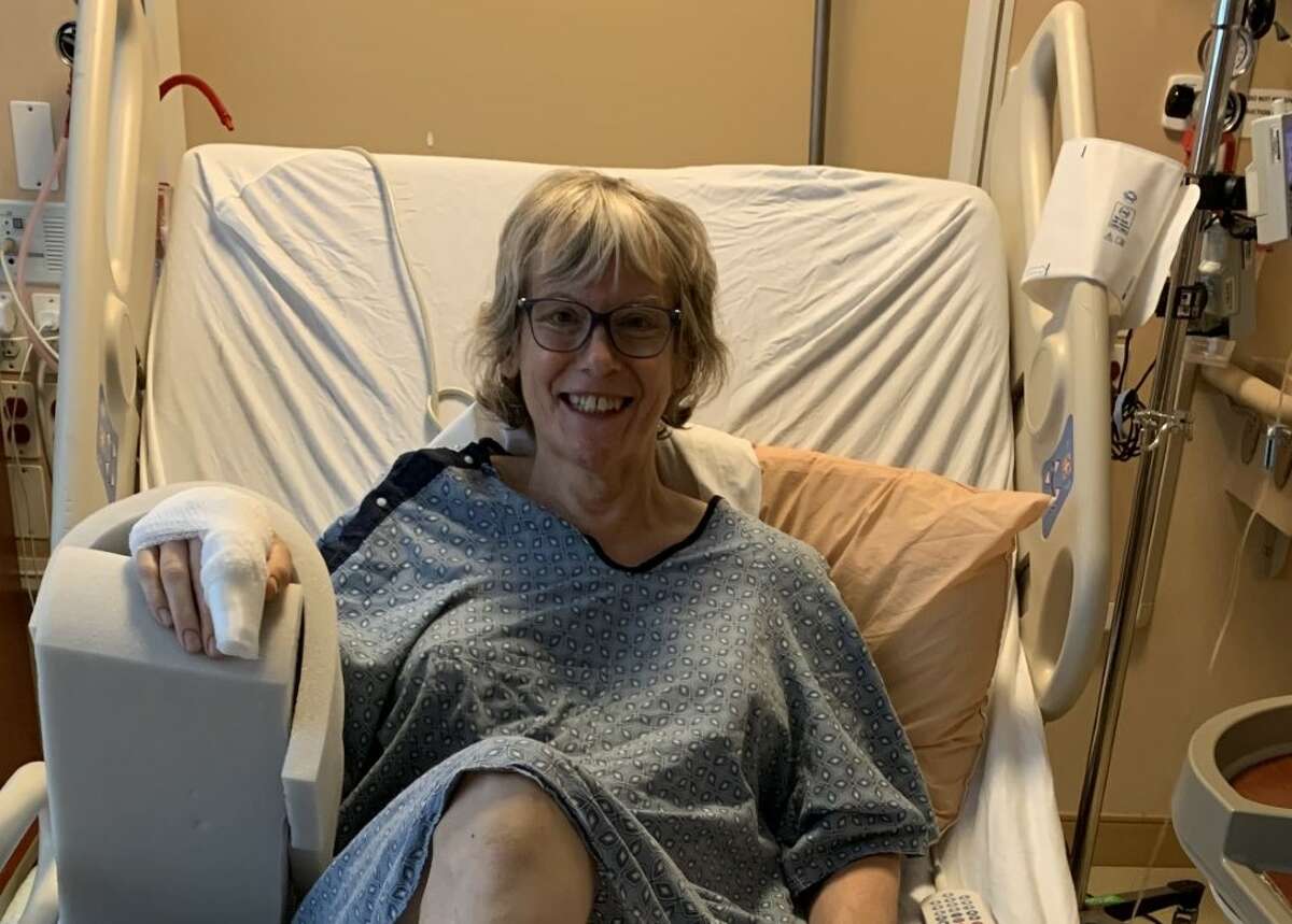 Retired U.S. Army officer Melissa Thompson-Flynn, 61, recovers from injuries after she was attacked by a fox while jogging on the Railroad Run trail in Saratoga Springs on July 14, 2021. 