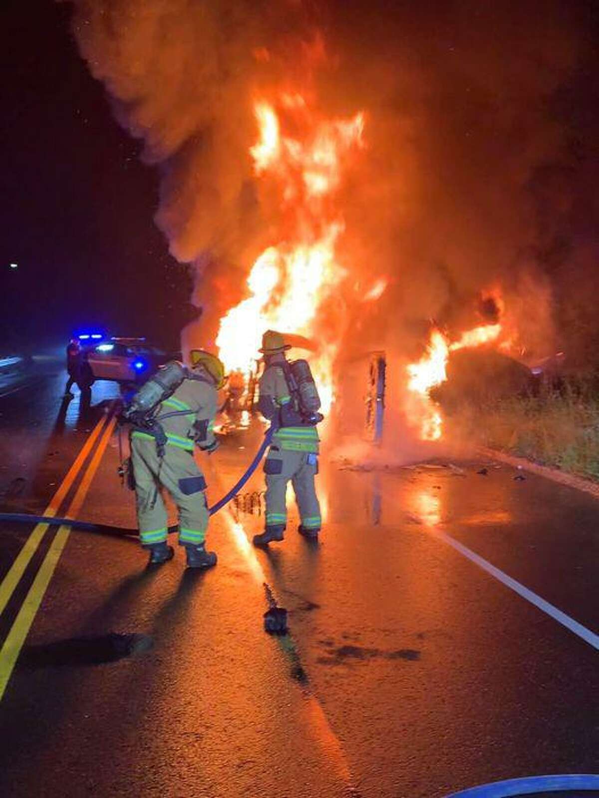 Shelton Fire Department extinguish a car fire early Sunday morning.