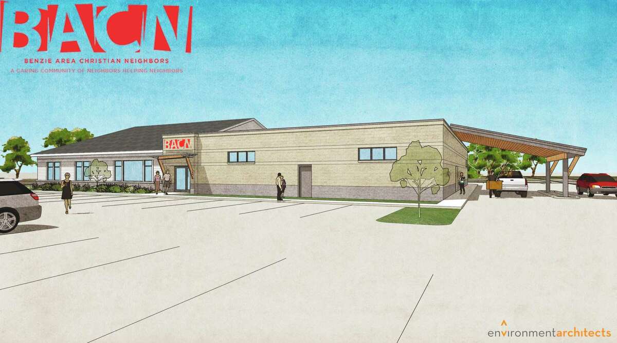 Pictured is concept art for the new BACN building, which will feature two sides, one for administration and programming, and another for food and clothing distribution. (Courtesy Photo)