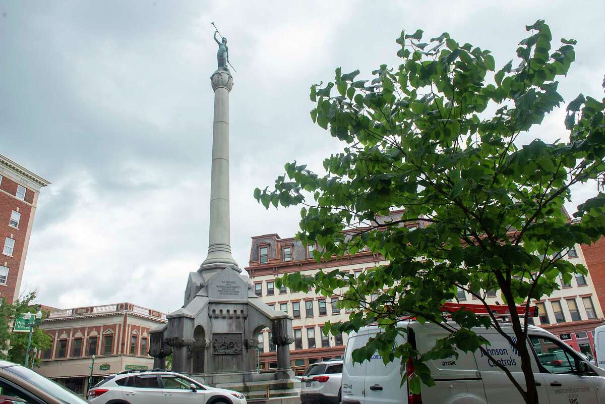 The Rensselaer County Soldiers and Sailors Monument in Monument Square on Monday, July 19, 2021 in Troy, N.Y. (Lori Van Buren/Times Union)