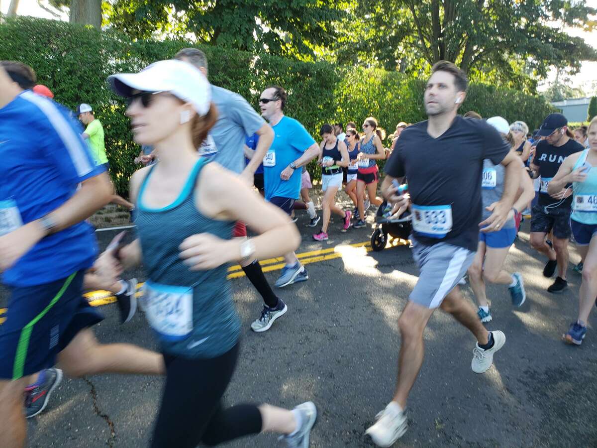 Runners start off at the Darien Road Race.