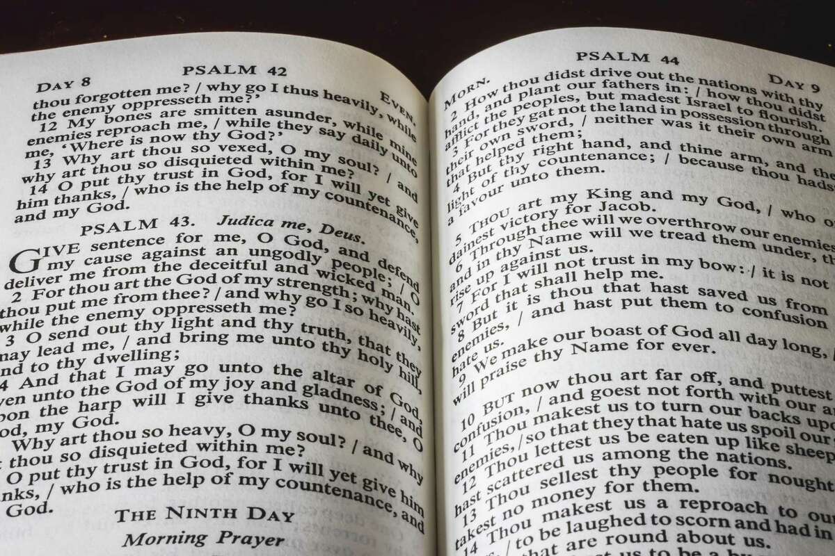 A Bible open to psalms 42 and 43.