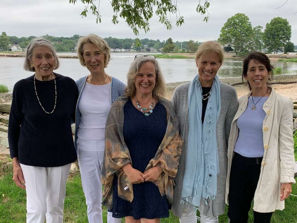 Gina Blum, executive director of At Home In Darien, center, with board presidents of the past decade, Dorothy Baker, Susan Bhirud, Nancy Herling, and Anne McGuire.