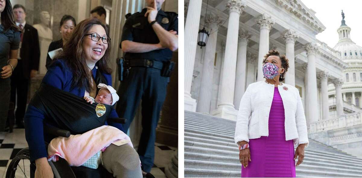 Sen. Tammy Duckworth, D-Ill. (left), and Rep. Barbara Lee, D-Oakland, have contributed to and felt the effects of policies that are helping women and mothers in the U.S.