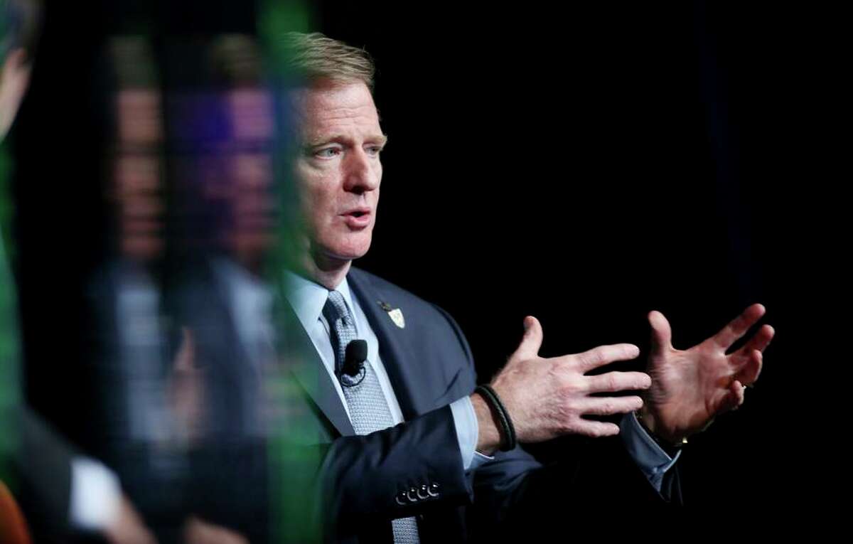 LAS VEGAS, NEVADA - JANUARY 17: NFL Commissioner Roger Goodell speaks during a fireside chat at the Preview Las Vegas business forecasting event at Wynn Las Vegas on January 17, 2020 in Las Vegas, Nevada. The Oakland Raiders will relocate to Las Vegas at the new Allegiant Stadium starting in the 2020 NFL season. (Photo by Isaac Brekken/Getty Images)