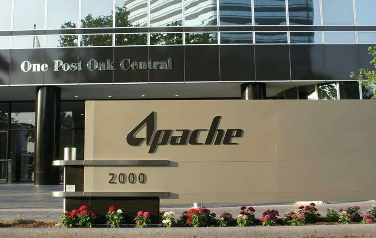 The Apache Corp. headquarters in Houston. Apache, a subsidiary of APA Corp, turned a profit in the second quarter as reopening economies lifted oil demand and prices.