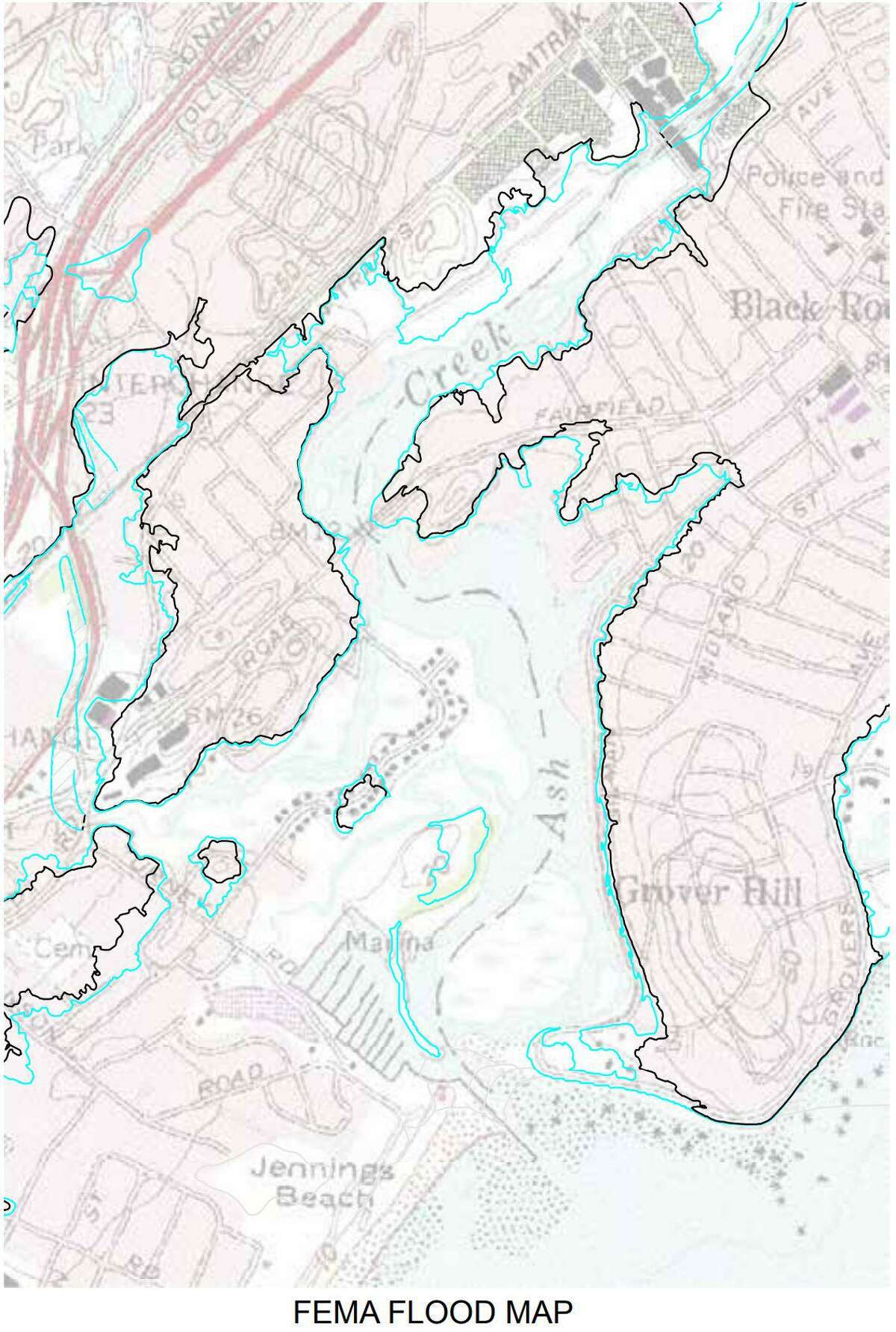 A Federal Emergency Management Agency flood map for Ash Creek.