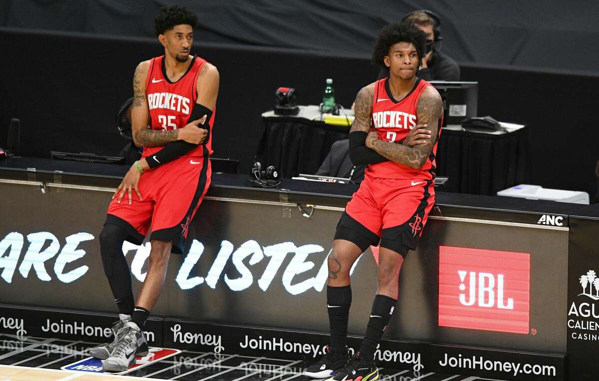 Christian Wood (left) and Kevin Porter Jr. (right) figure to be key pieces in the Rockets' rebuild. They hope the Rockets land a piece in Thursday's draft that will speed up the process.