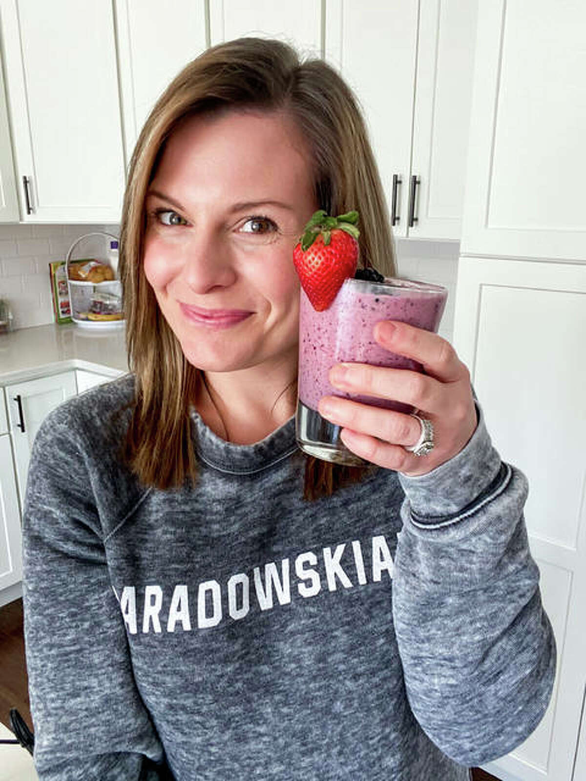 Recipes with Rachel creator Rachel Tritsch shows off her smoothie, which she says she uses as a quick way to fuel up.