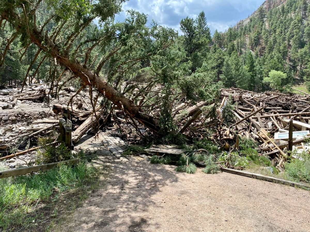 Debris and damage at Poudre Canyon after the July 20 mudslide.