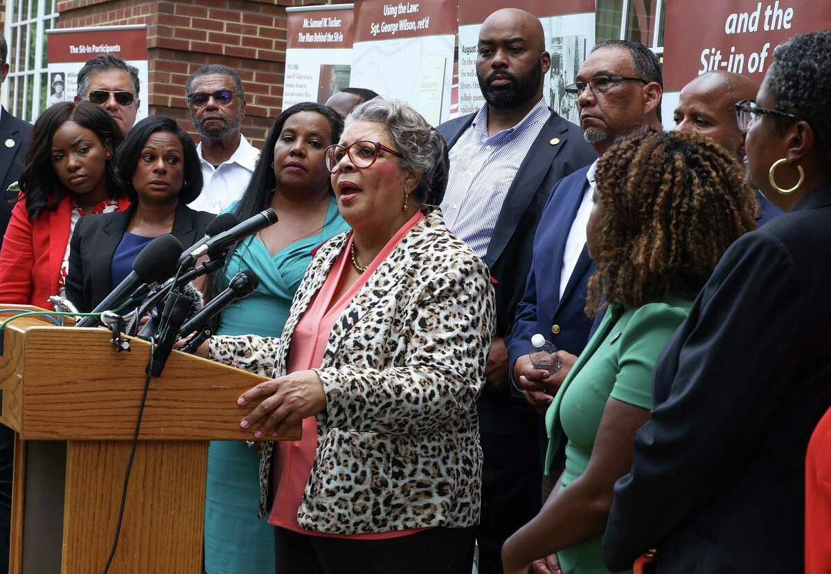 State Democratic lawmakers in Washington, D.C., speak at a press conference earlier this month. “After much prayer and consultation with legal scholars, I chose to break quorum to ensure that the right to make one’s voice heard at the polls was protected for all Texas citizens.”