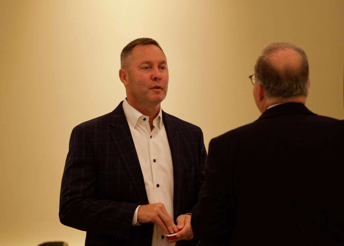 New USGA CEO Mike Whan chats during the Kolbe Conversations breakfast at The Patterson Club on Tuesday, July 27, 2021. Whan was the guest speaker.