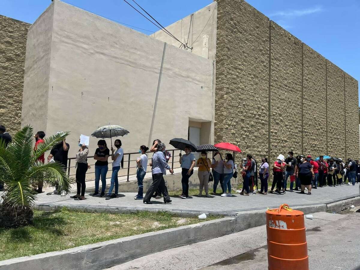 Photos obtained by the Laredo Morning Times show the long lines at a vaccination site in Nuevo Laredo. The city recently began mass vaccinations after receiving shipments of the vaccine from the U.S.