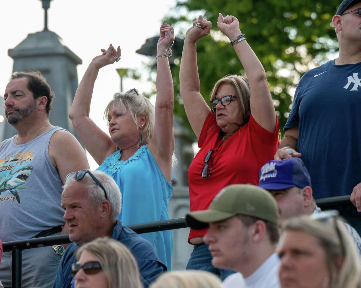 Fans at the last Alive at 5 concert of the season featuring Warrant and the Joe Mansman and the Midnight Revival Band at Jennings Landing on the Corning Preserve in Albany, NY, on Wednesday, July 28, 2021.