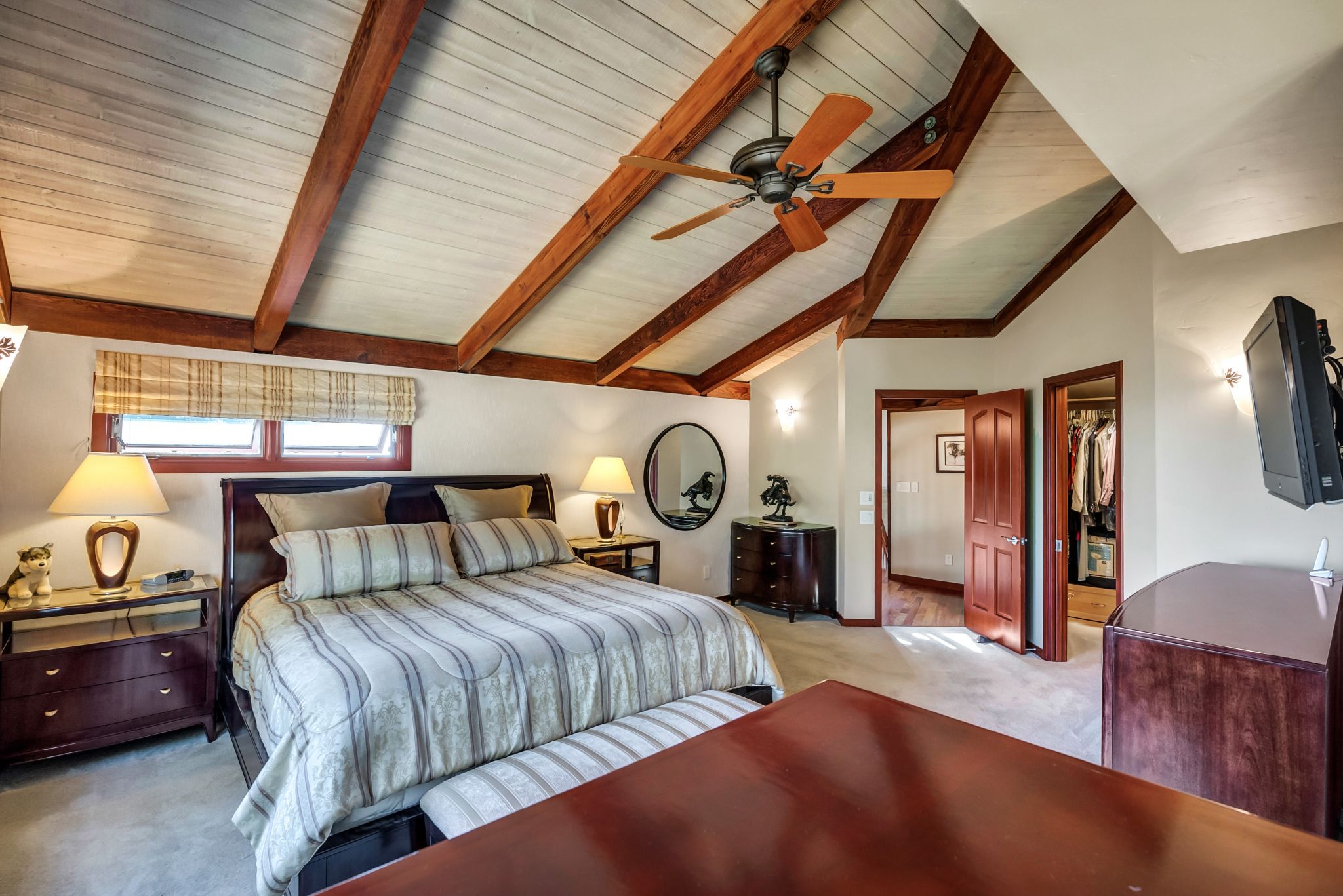 The home's primary suite is on its upper level.