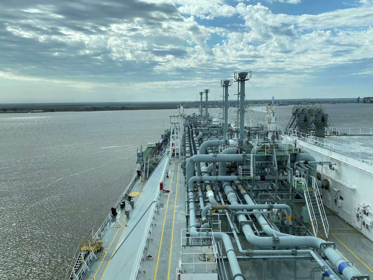 A liquefied natural gas tanker docked at Cheniere Energy's Sabine Pass LNG export terminal. LNG produces about half the carbon dioxide emissions of black coal when burned to generate electricity, and demand for the cleaner-burning fuel has been on the rise.