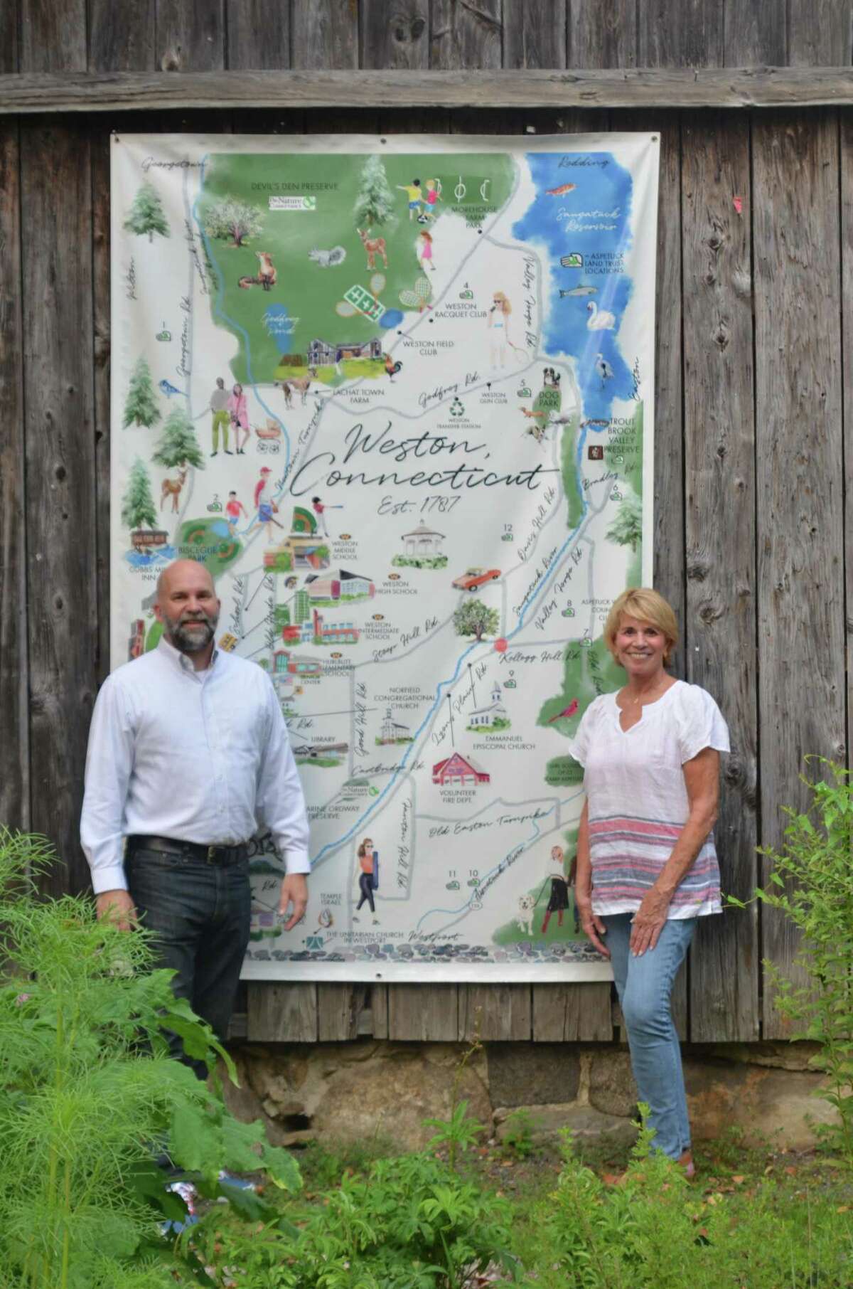 Kirby Brendsel (left) and Amy Jenner (right), the Weston Republican-endorsed candidates for First Selectman and Board of Selectmen, respectively, in the November 2021 municipal elections.