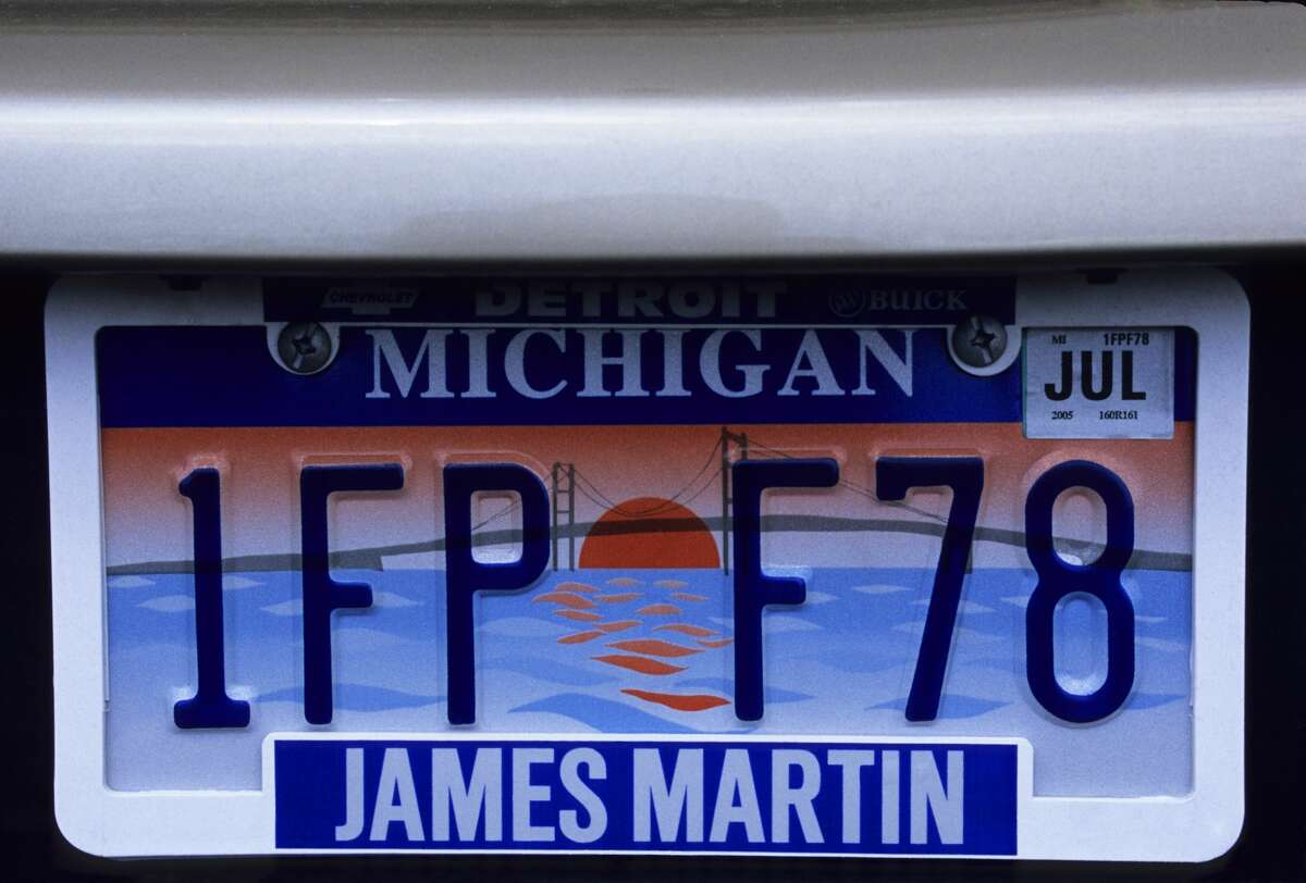 Pictured is a Michigan license plate.